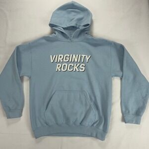 Virginity Rocks Danny Duncan Hoodie Mens M Blue Pullover Streetwear Logo
